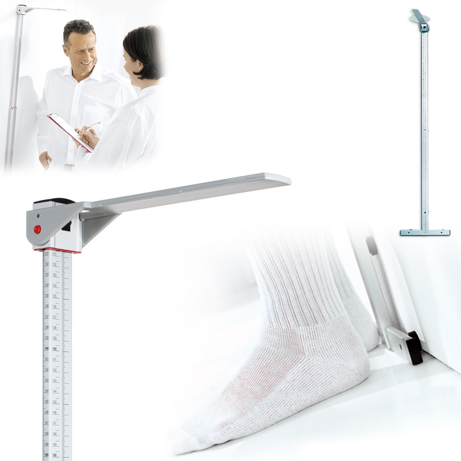 Seca 222 telescopische meetlat voor muurbevestiging - 6-230 cm