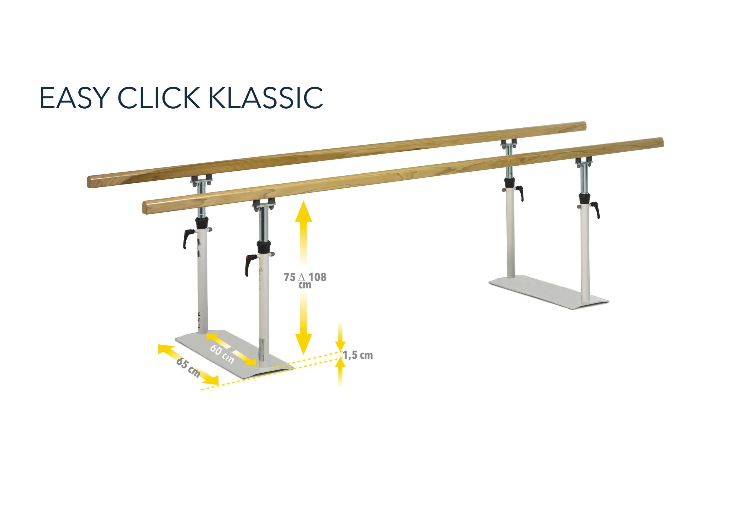 Evenwijdige barren samenplooibaar 'Easy Click'- houten handrails - 3 m