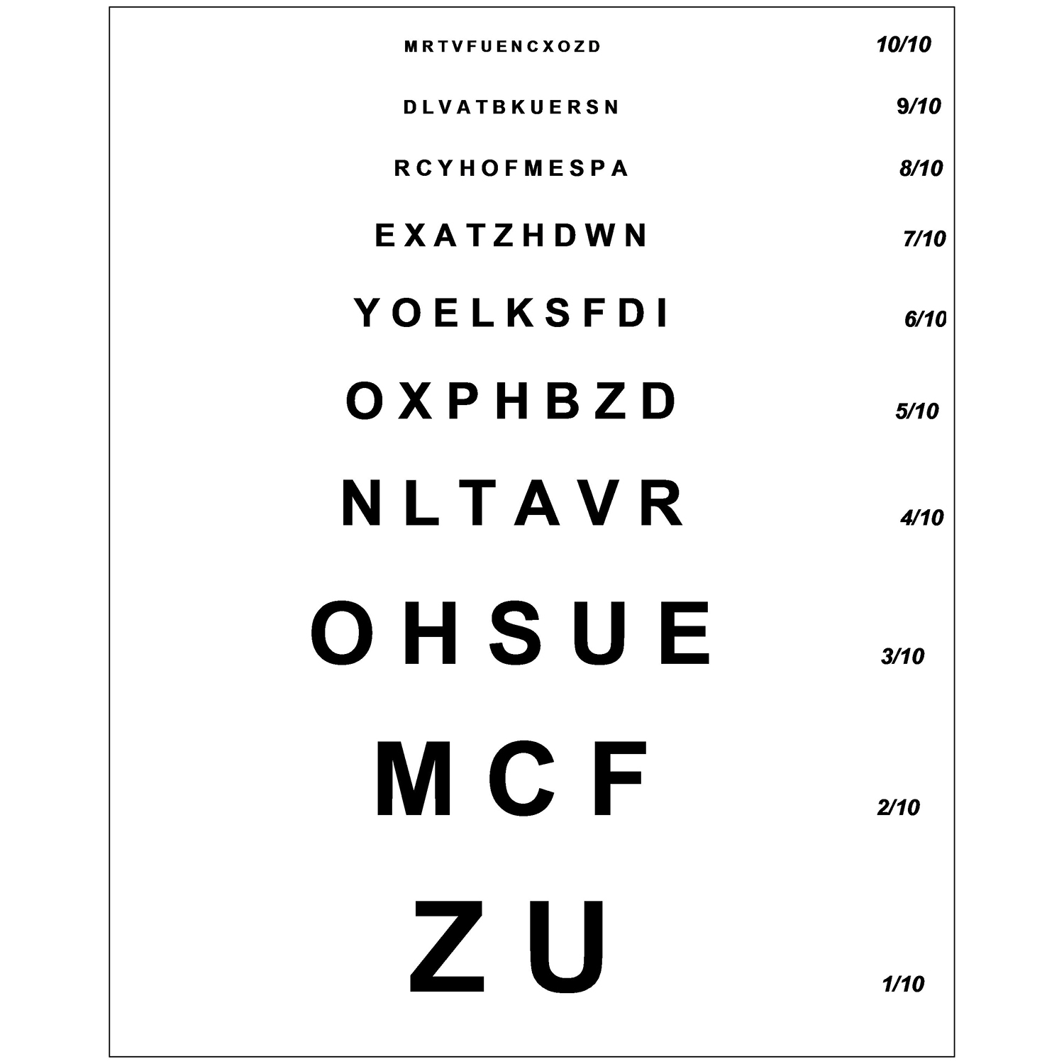 Carte lecture murale Alphabet Monoyer