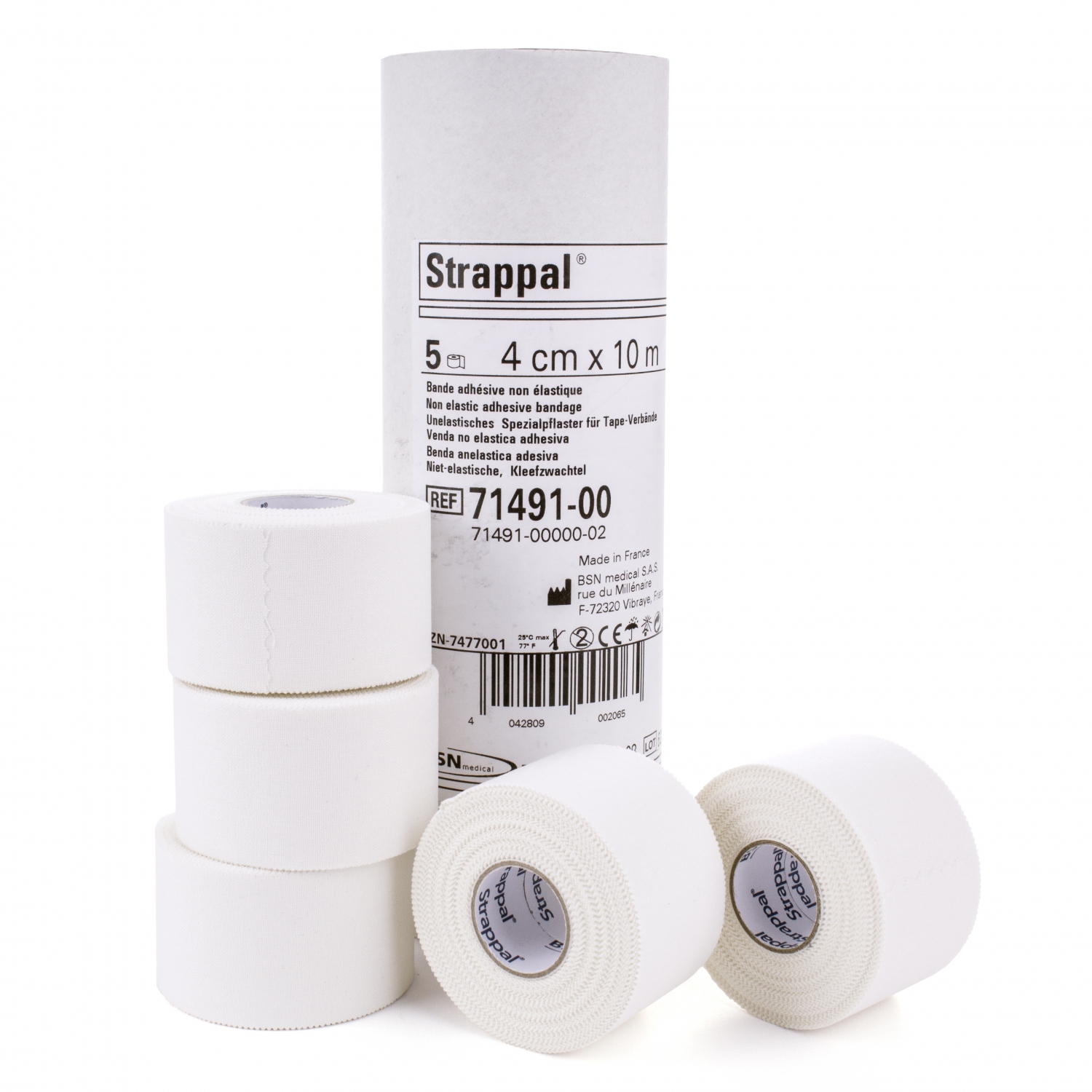 Strappal - peau sensible - 4 cm x 10 m -  tube 5 pcs