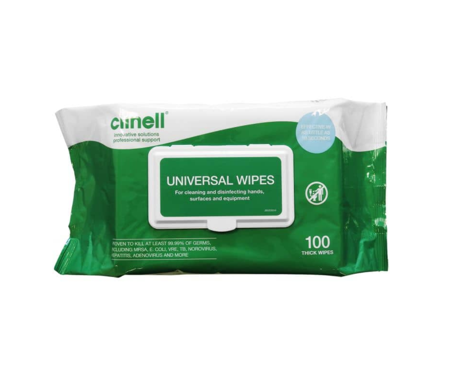 Clinell lingettes désinfectantes surfaces médicales - sans alcool -  lingettes épaisses (100 pc)