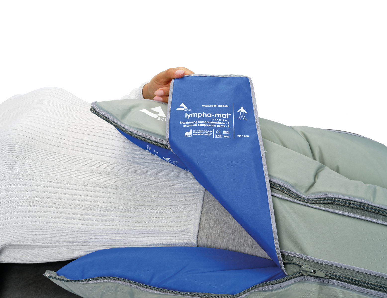 Pantalon compression 24-chambres Lympha-mat - gris - connecteur gris