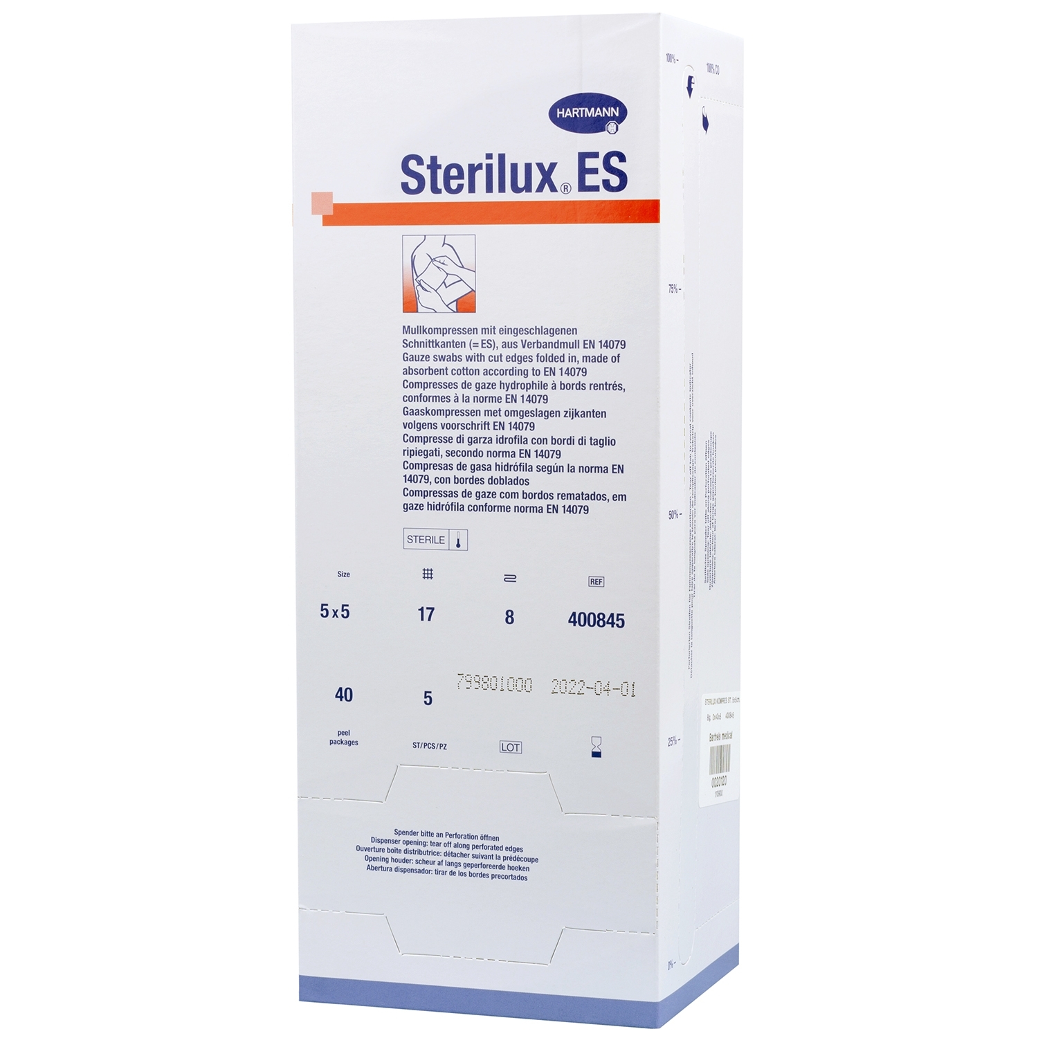 Steriel kompres Sterilux - 8 lagen - 5 x 5 cm (40 x 5 st)