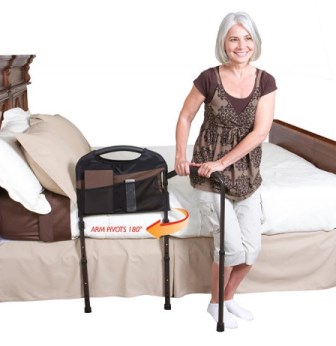 Bed transferbeugel Mobility Rail Stander met steun op de grond + handige opbergtas 4 vakken