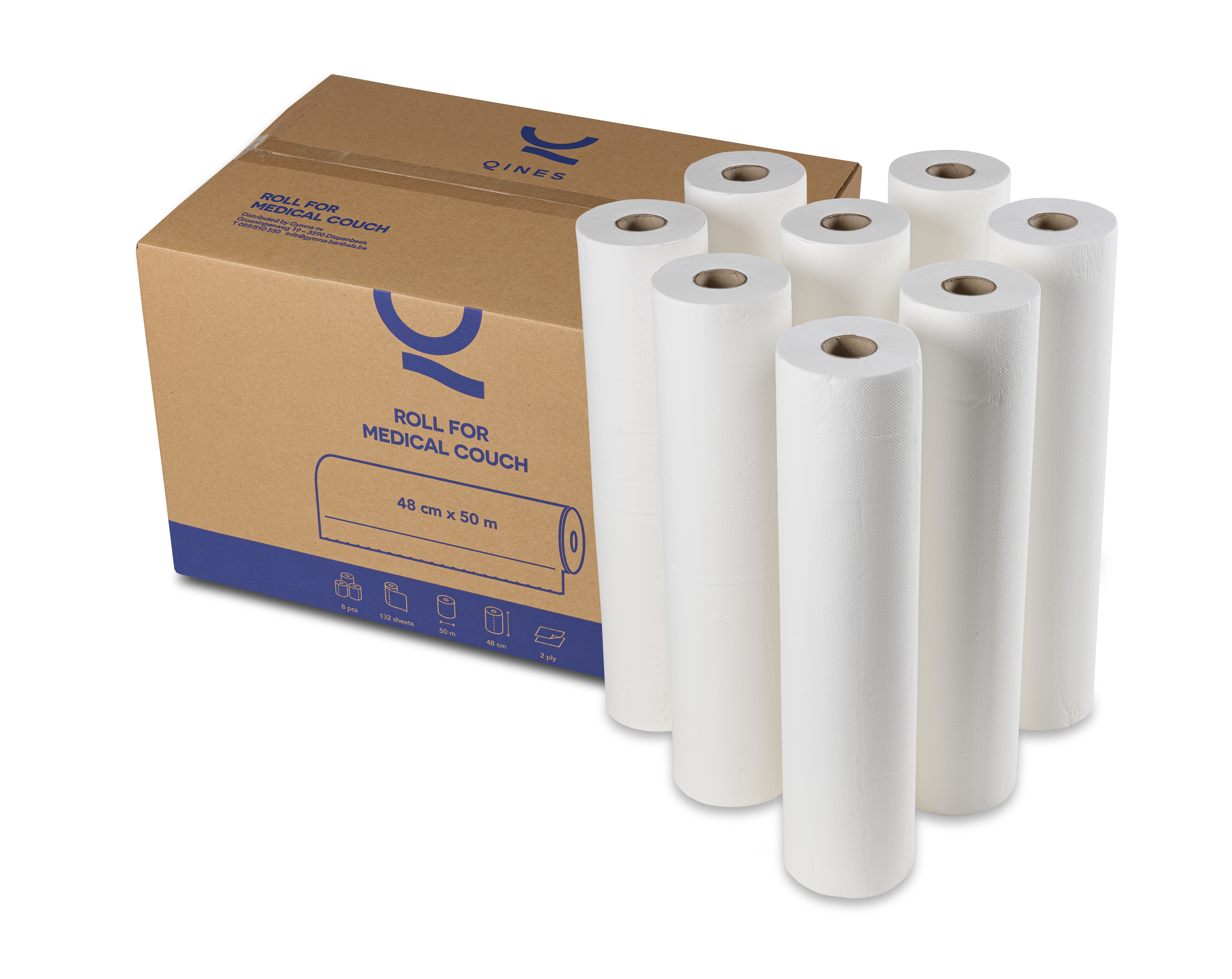 Qines papier table d'examen / de massage - rouleau 48 cm x 50 m (8 pcs)