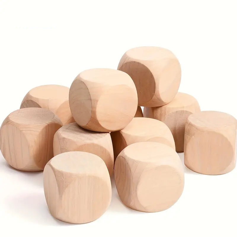 Dés blancs, en bois, sans impression 3 cm -- 5970 - par 12