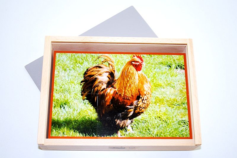 Boîte à puzzle en bois - animaux de ferme - 6 pièces